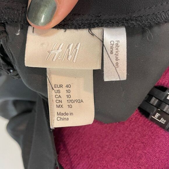 H&M Black Spaghetti Strap Slipon Midi Dress sz 10 - Picture 7 of 7